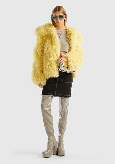  Kadın Sarı Yakalı Teddy Ceket