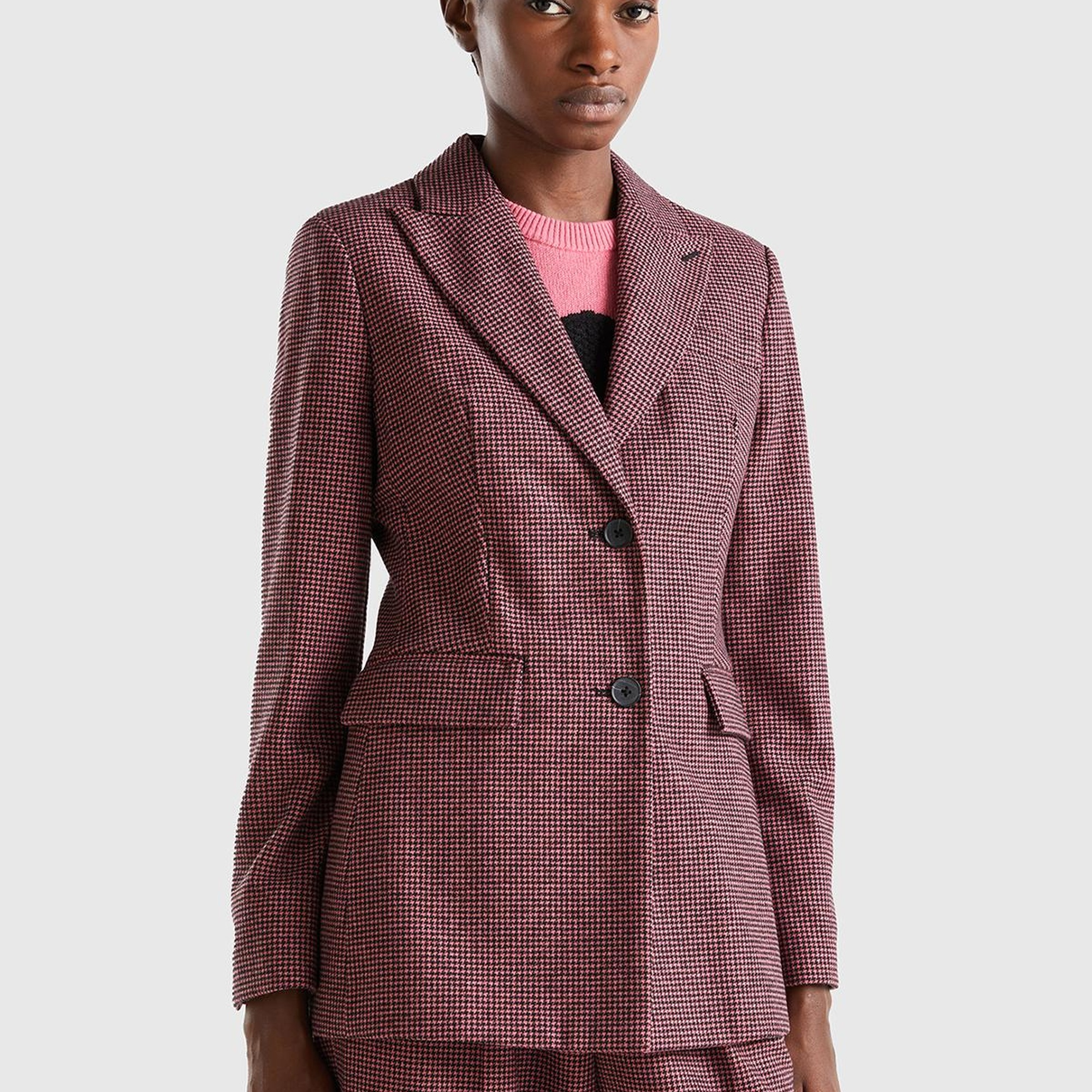 Kadın Pembe 2 Düğmeli Ceket