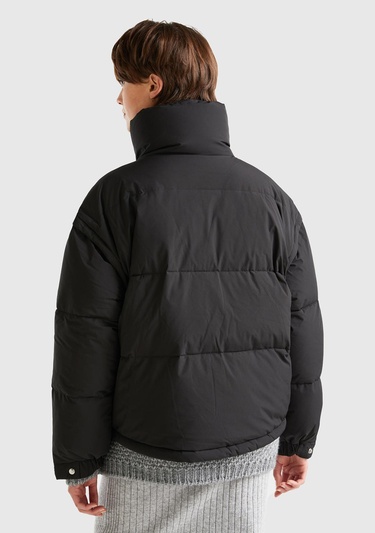  Kadın Siyah Kaz Tüyü Dolgulu Pufa Mont