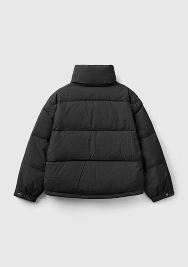  Kadın Siyah Kaz Tüyü Dolgulu Pufa Mont