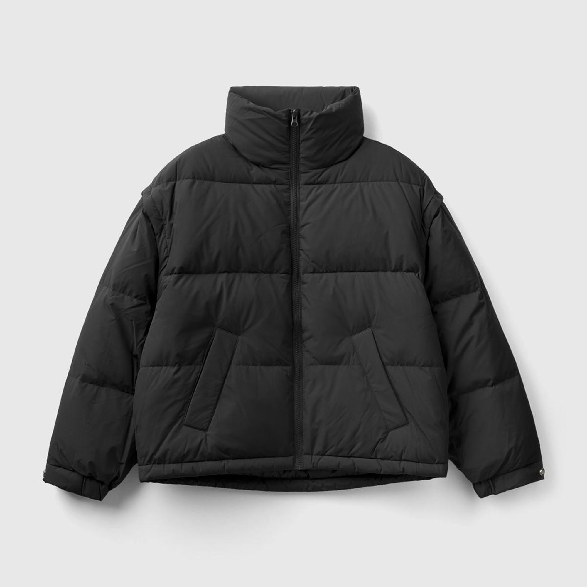 Kadın Siyah Kaz Tüyü Dolgulu Pufa Mont