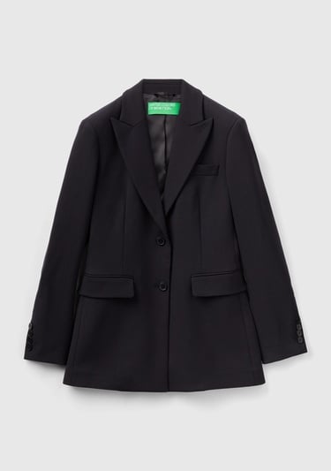  Kadın Siyah Çift Düğmeli Ceket