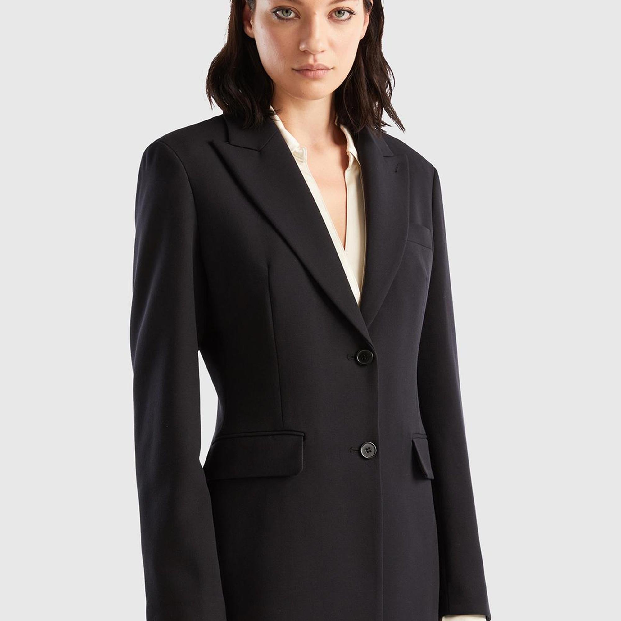 Kadın Siyah Çift Düğmeli Ceket