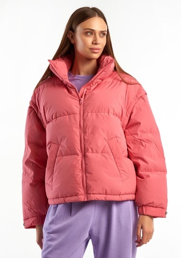  Kadın Gül Kurusu Kaz Tüyü Dolgulu Pufa Mont