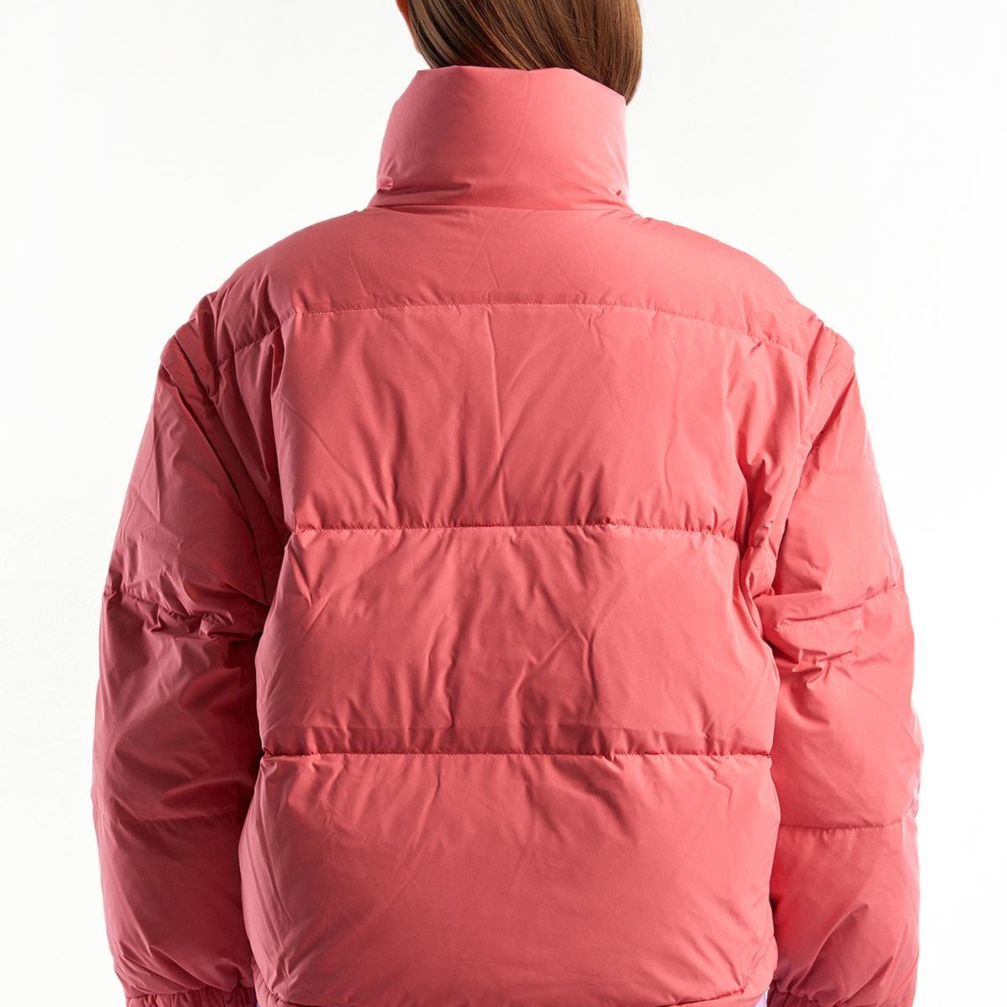 Kadın Gül Kurusu Kaz Tüyü Dolgulu Pufa Mont