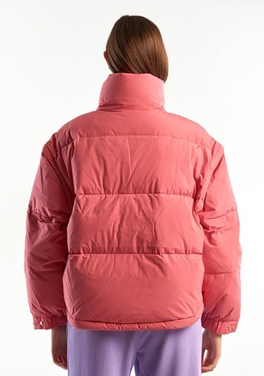  Kadın Gül Kurusu Kaz Tüyü Dolgulu Pufa Mont