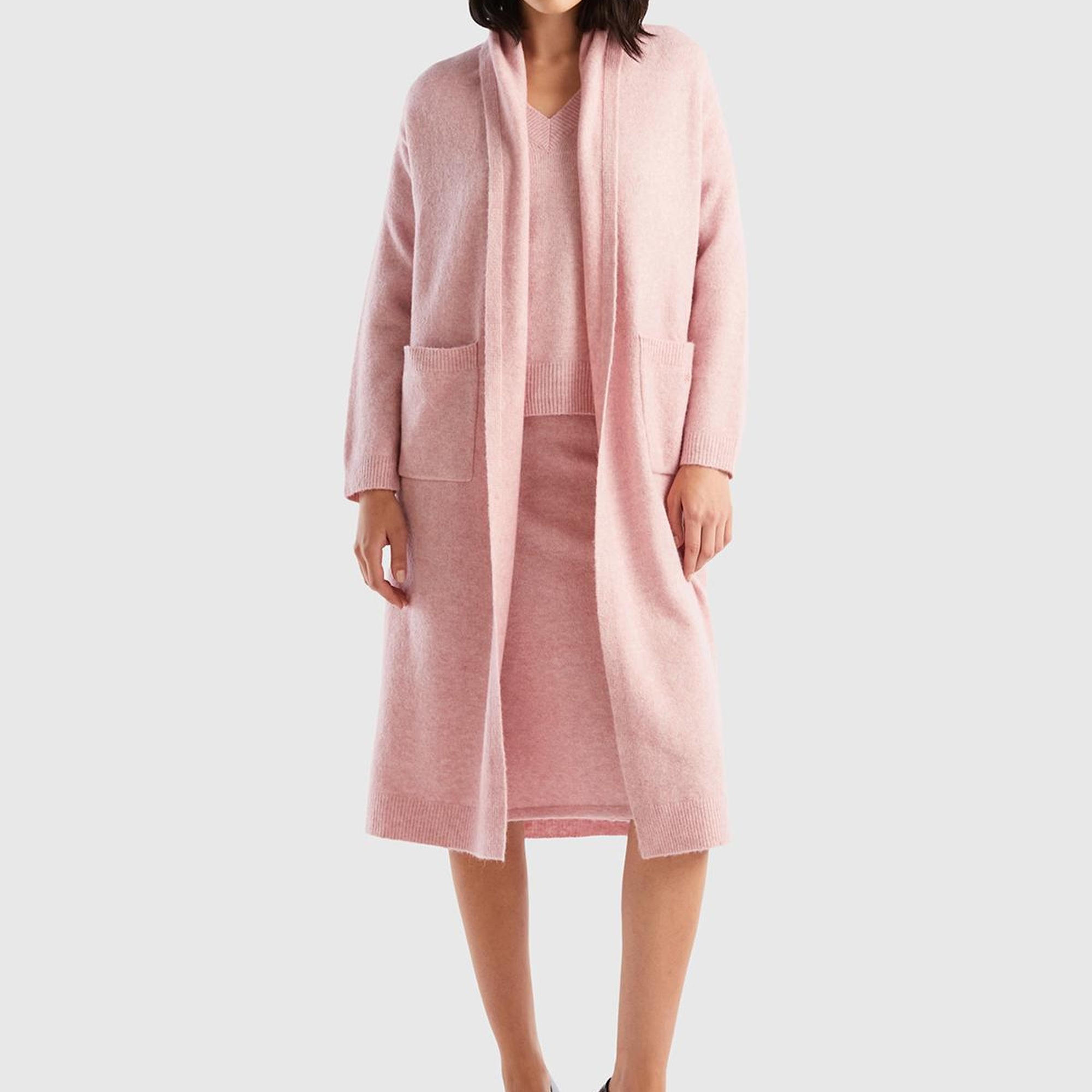 Kadın Gül Kurusu Uzun Hırka