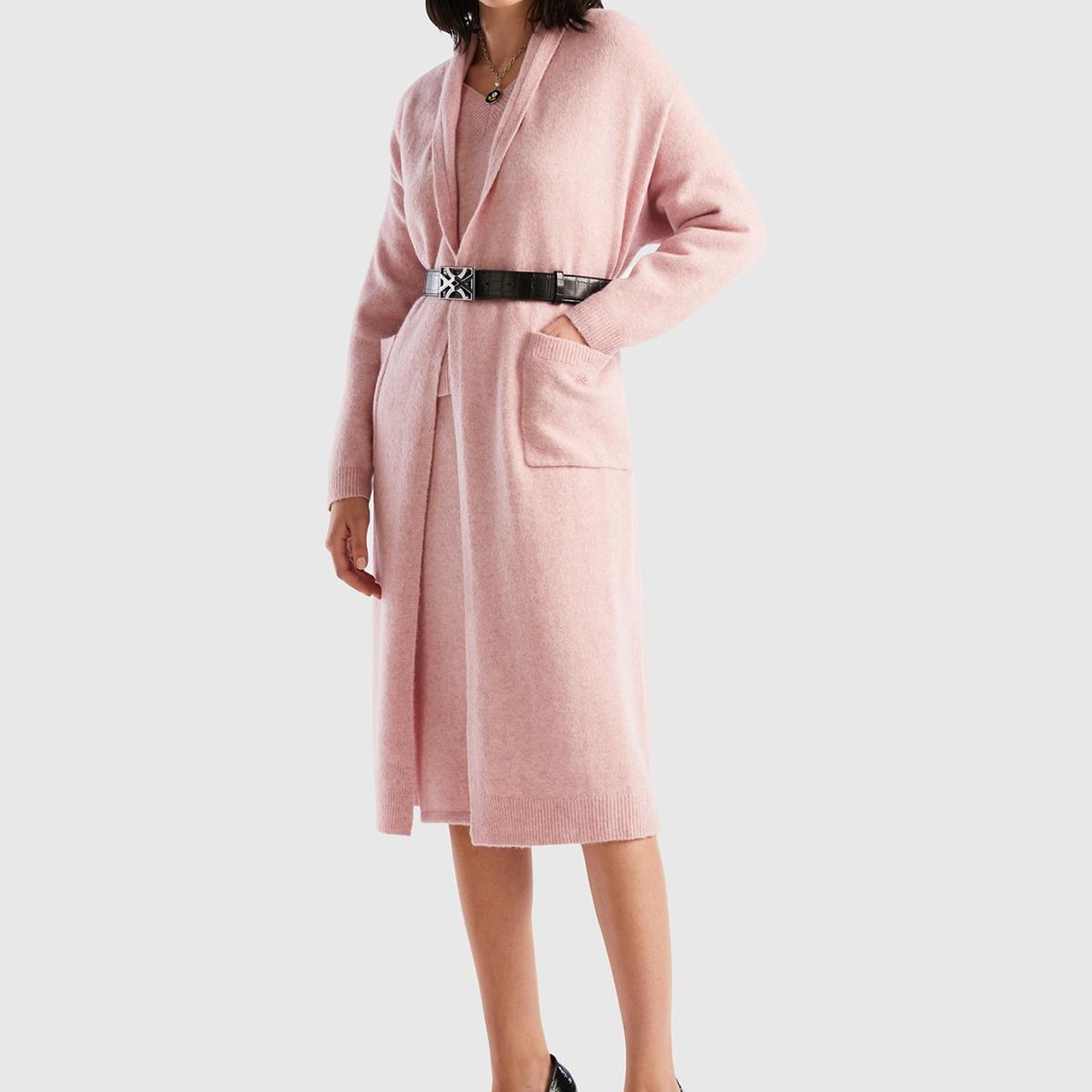 Kadın Gül Kurusu Uzun Hırka