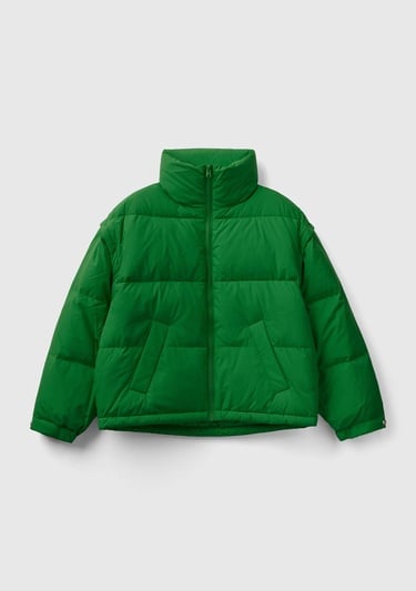  Kadın Yeşil Kaz Tüyü Dolgulu Pufa Mont