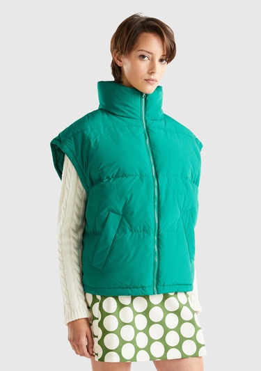  Kadın Yeşil Kaz Tüyü Dolgulu Pufa Mont