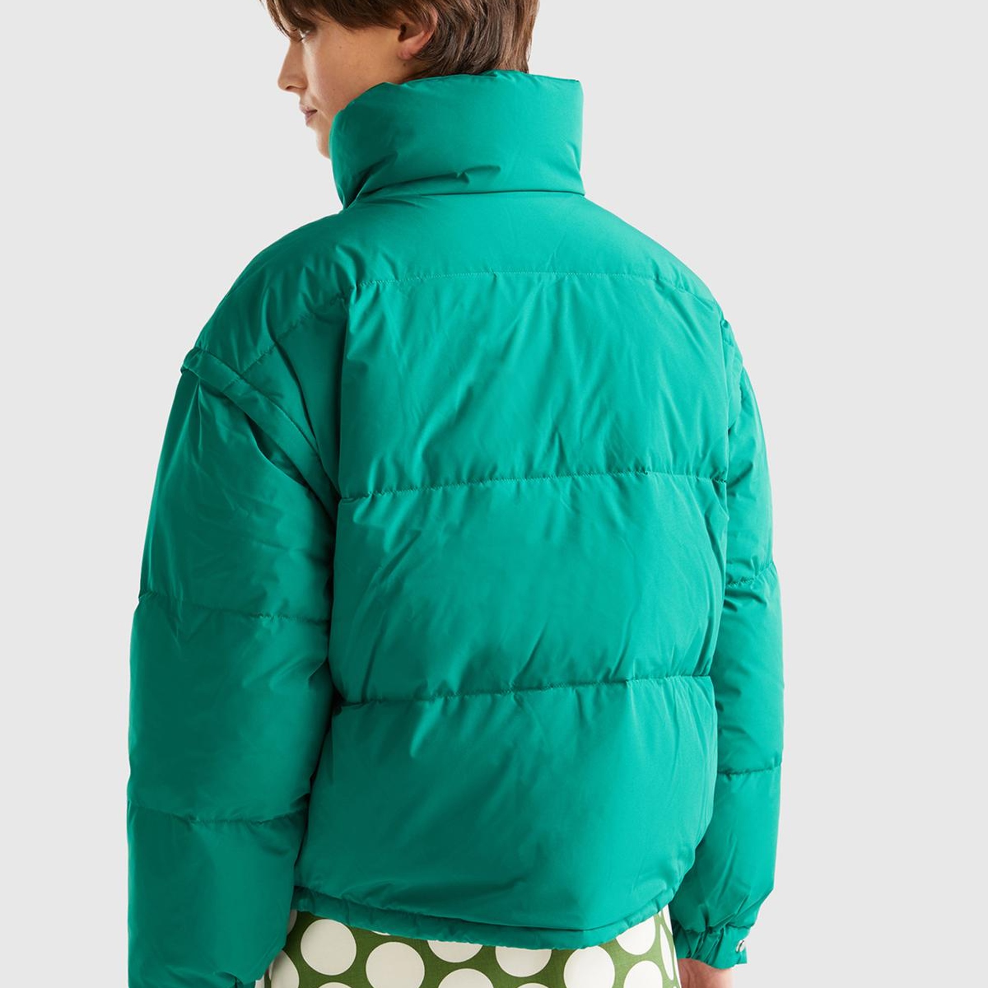 Kadın Yeşil Kaz Tüyü Dolgulu Pufa Mont