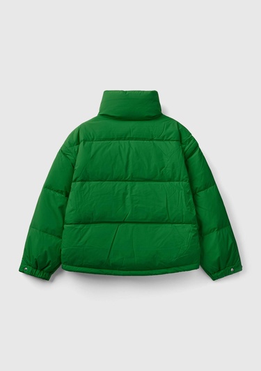  Kadın Yeşil Kaz Tüyü Dolgulu Pufa Mont