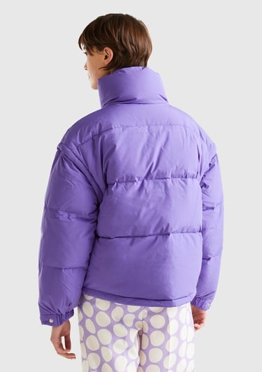  Kadın Mor Kaz Tüyü Dolgulu Pufa Mont