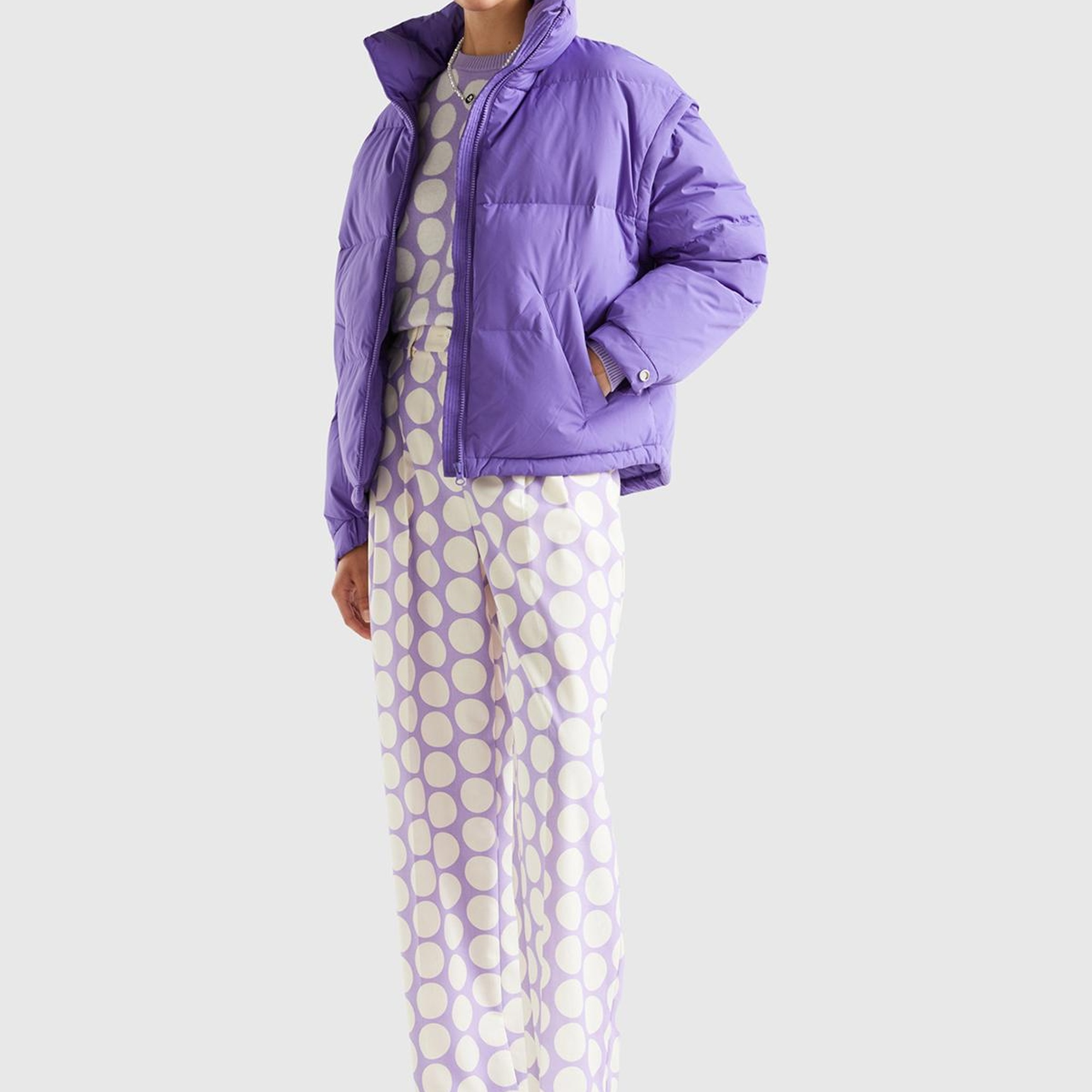 Kadın Mor Kaz Tüyü Dolgulu Pufa Mont