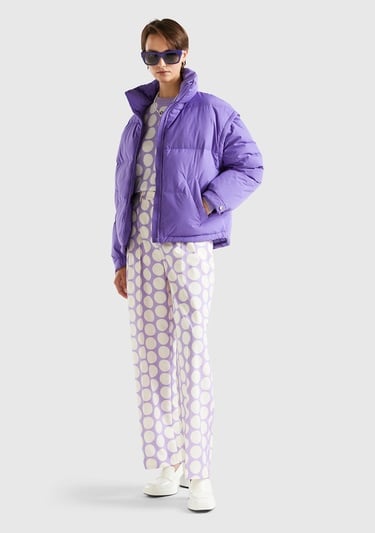  Kadın Mor Kaz Tüyü Dolgulu Pufa Mont