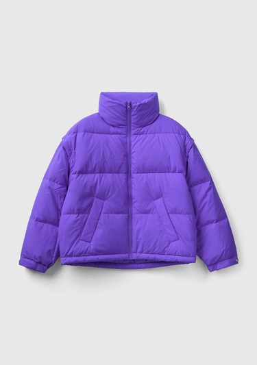  Kadın Mor Kaz Tüyü Dolgulu Pufa Mont