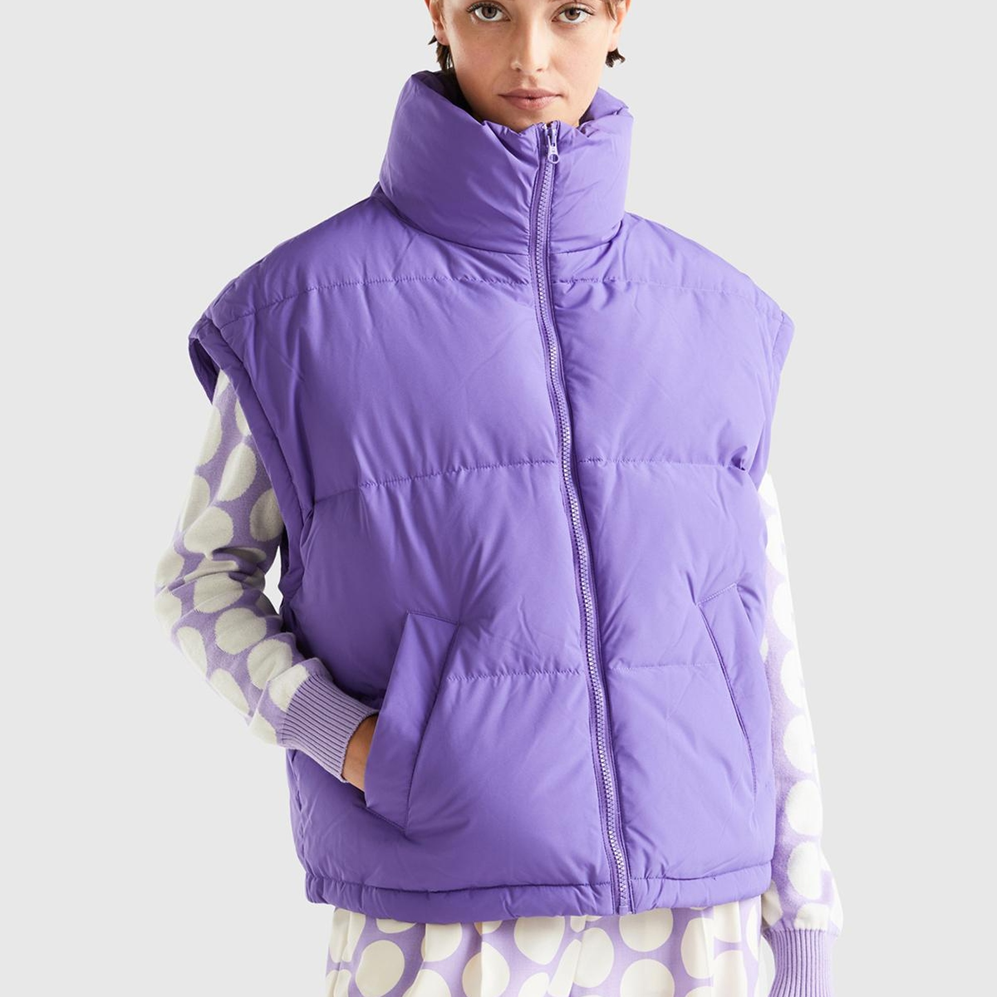 Kadın Mor Kaz Tüyü Dolgulu Pufa Mont