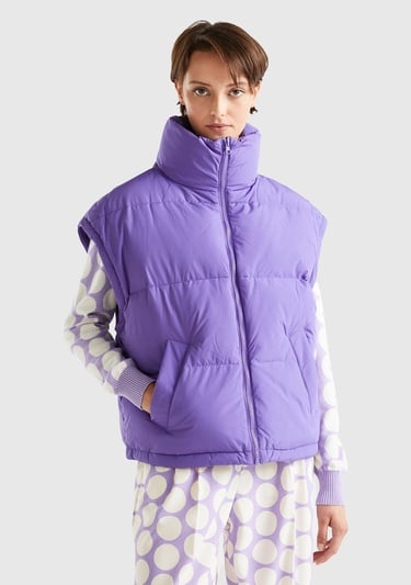  Kadın Mor Kaz Tüyü Dolgulu Pufa Mont