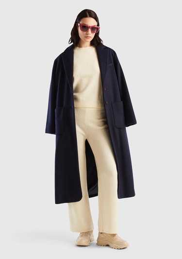  Kadın Beyaz Yün Karışımlı Şardonlu Triko Pantolon