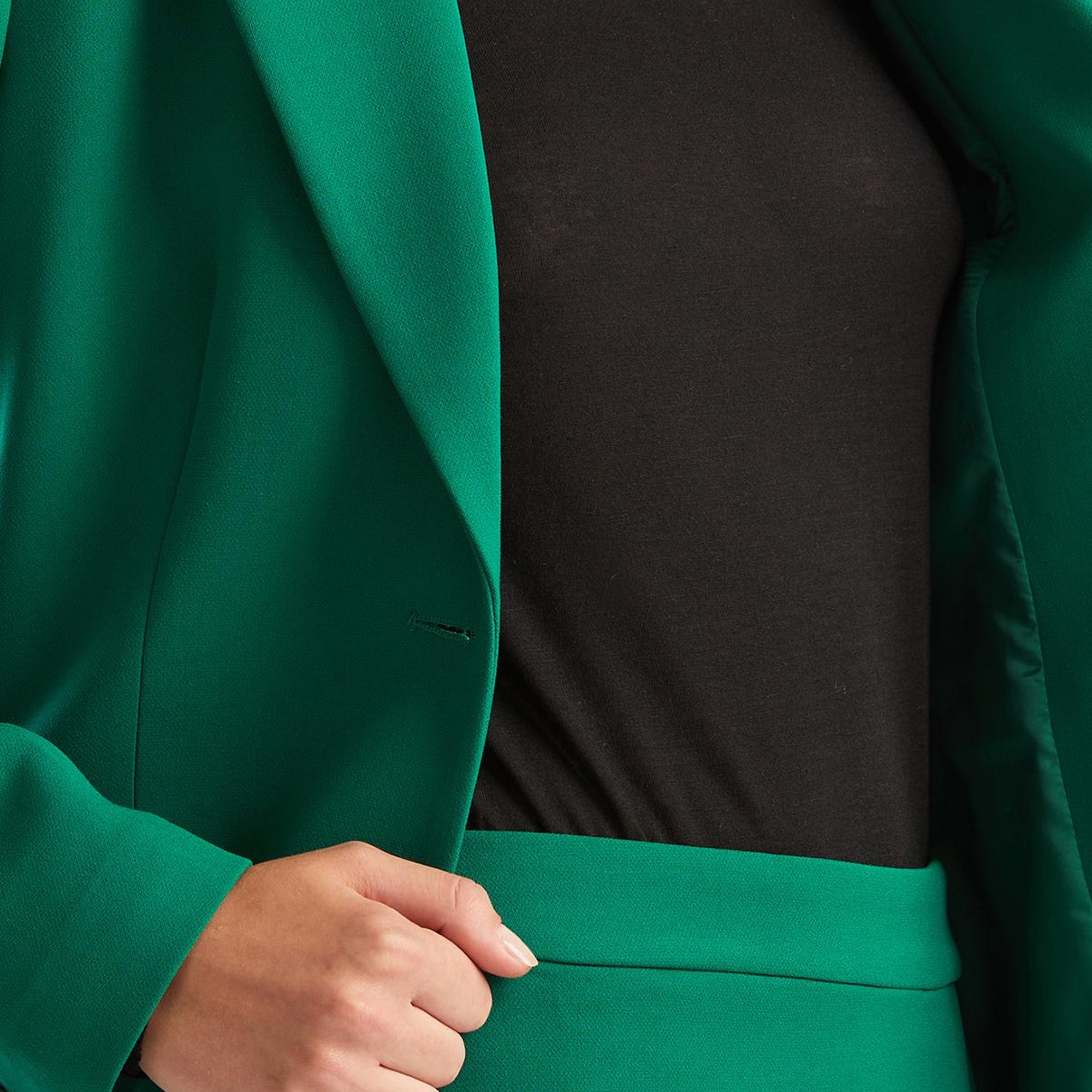 Kadın Yeşil Çift Düğmeli Ceket