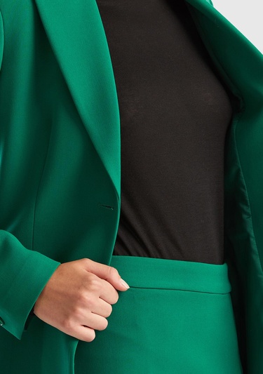  Kadın Yeşil Çift Düğmeli Ceket