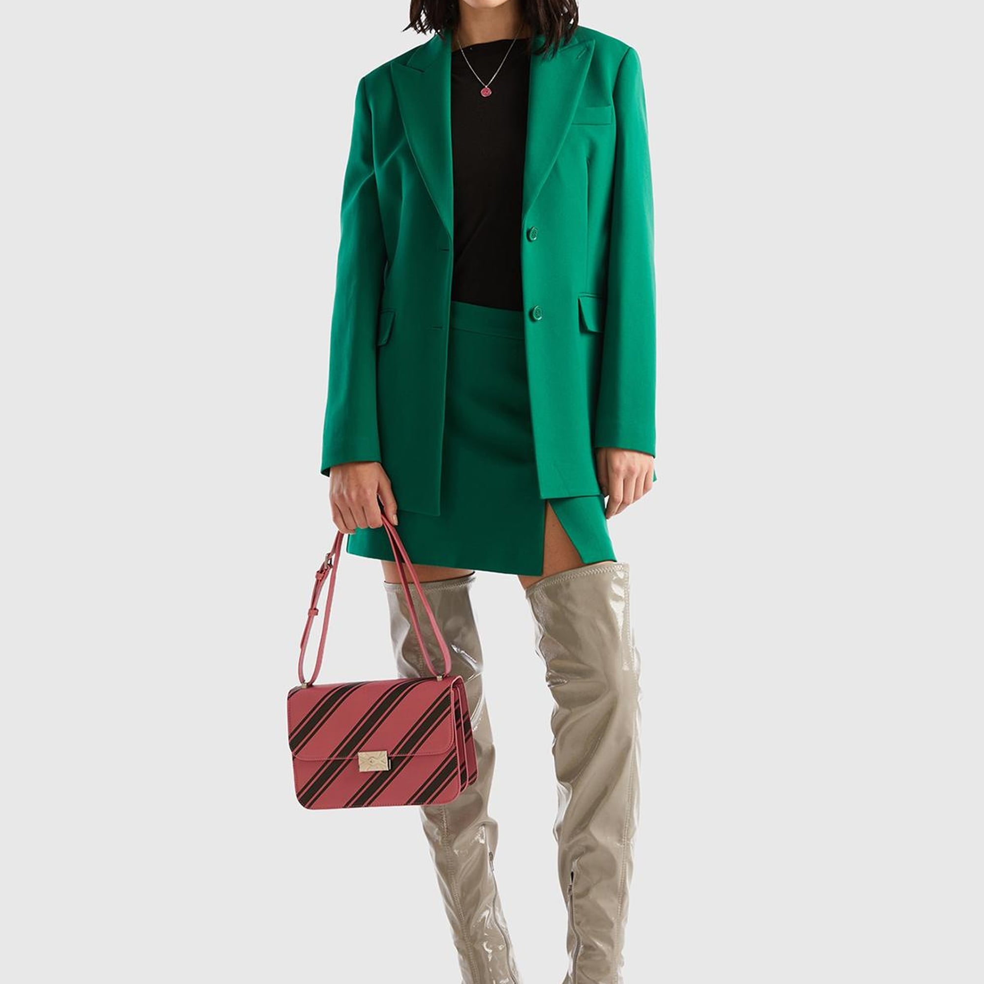 Kadın Yeşil Çift Düğmeli Ceket