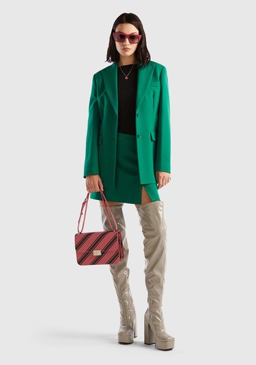  Kadın Yeşil Çift Düğmeli Ceket