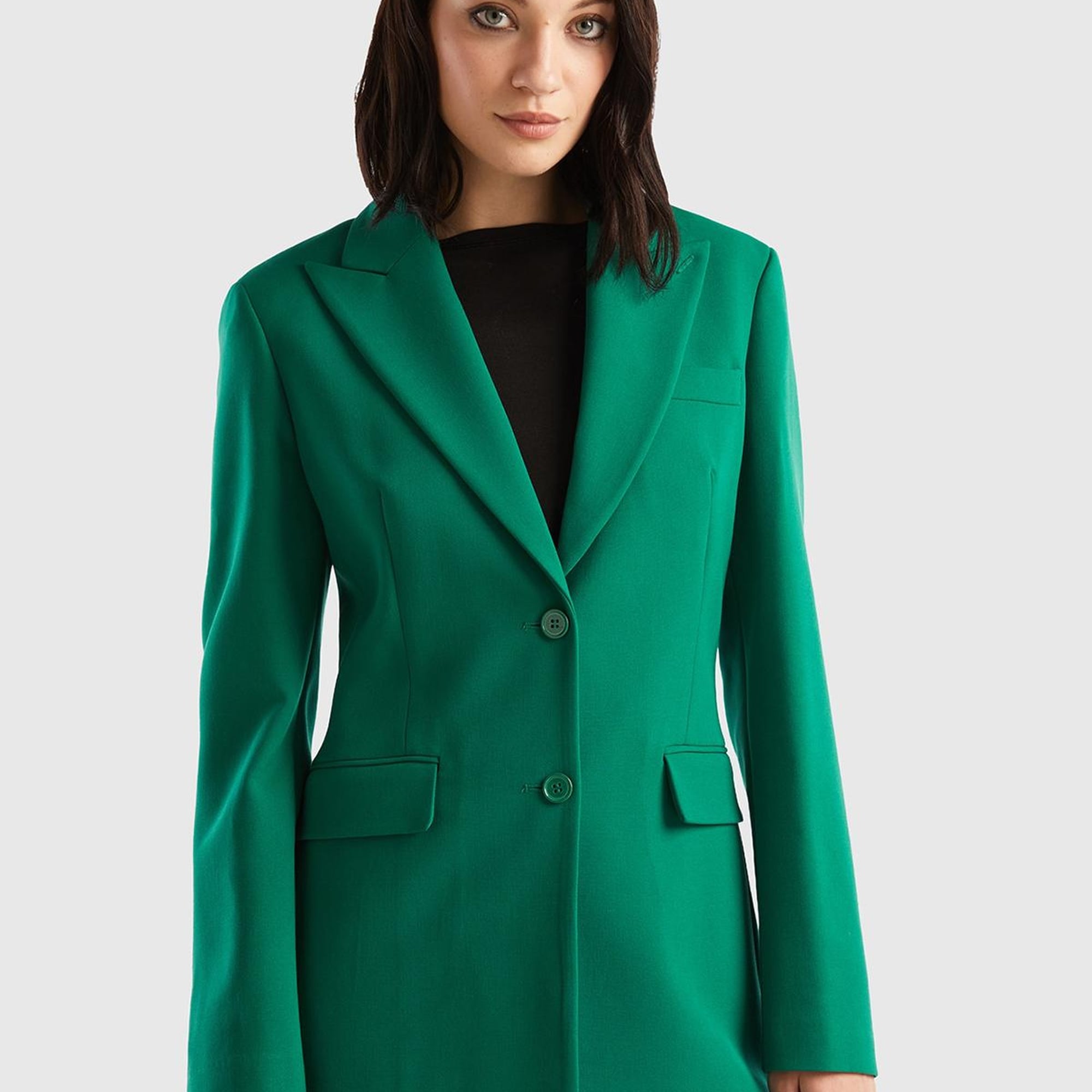 Kadın Yeşil Çift Düğmeli Ceket