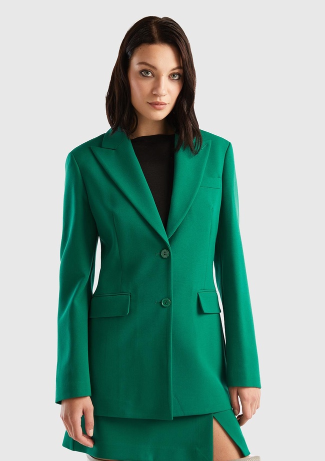  Kadın Yeşil Çift Düğmeli Ceket