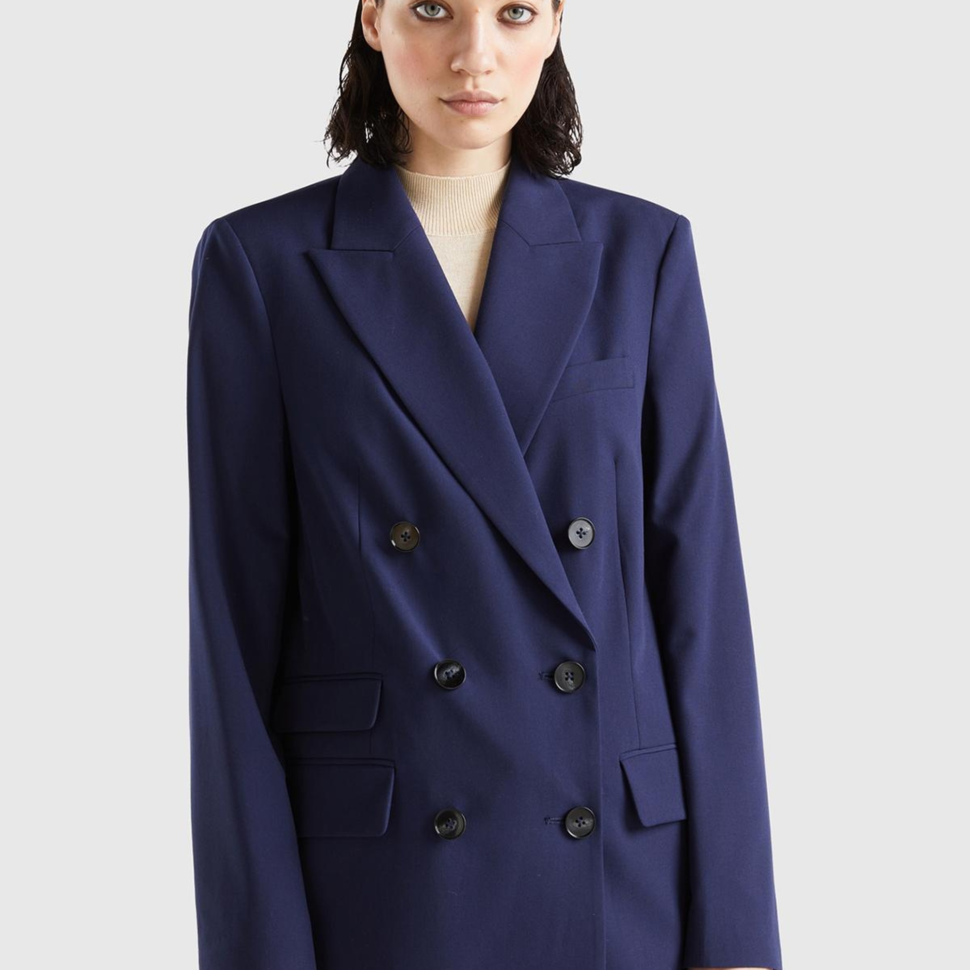 Kadın Lacivert Kruvaze Ceket