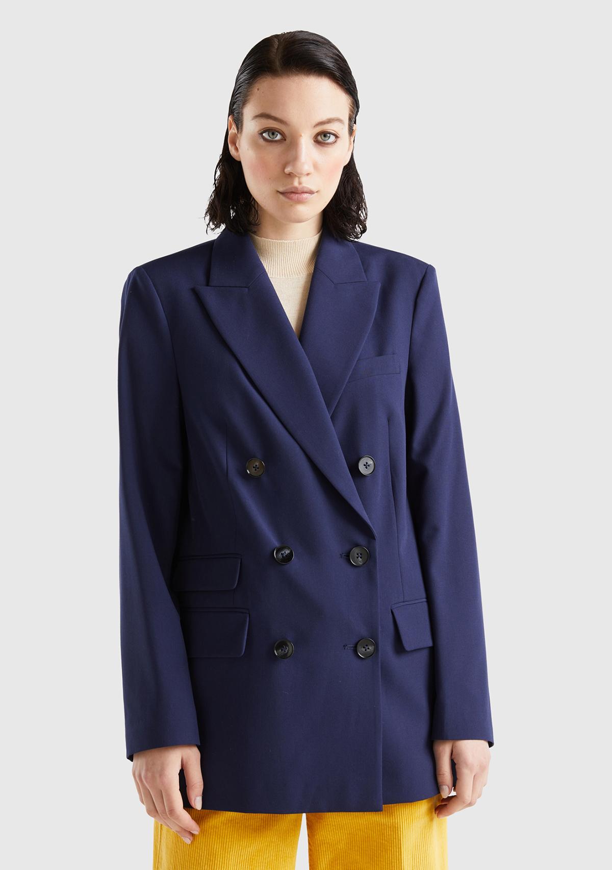  Kadın Lacivert Kruvaze Ceket
