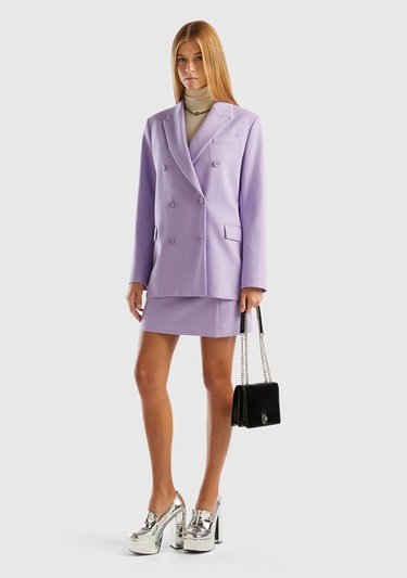  Kadın Lila Kruvaze Ceket