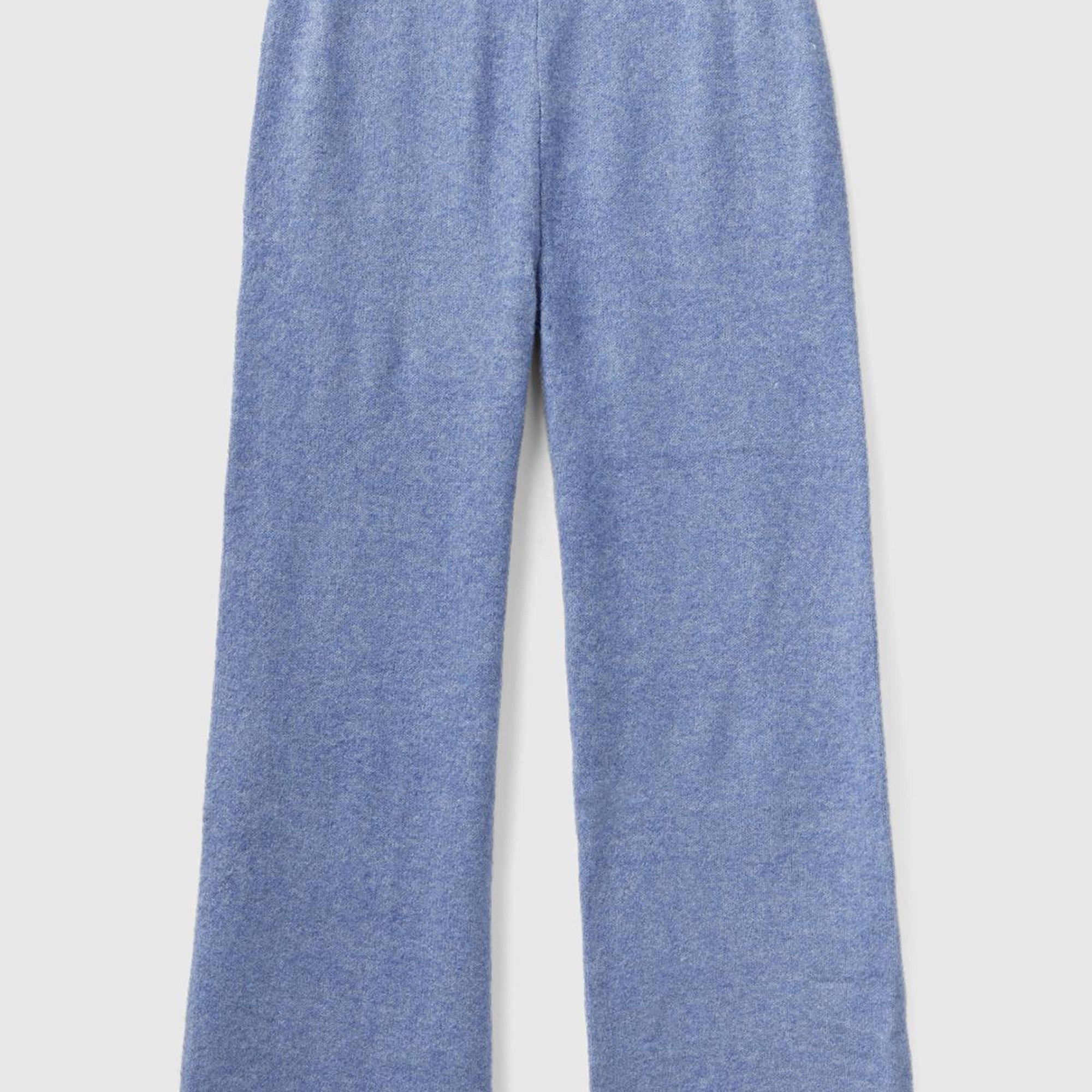 Kadın Havacı Mavi Yün Karışımlı Şardonlu Triko Pantolon