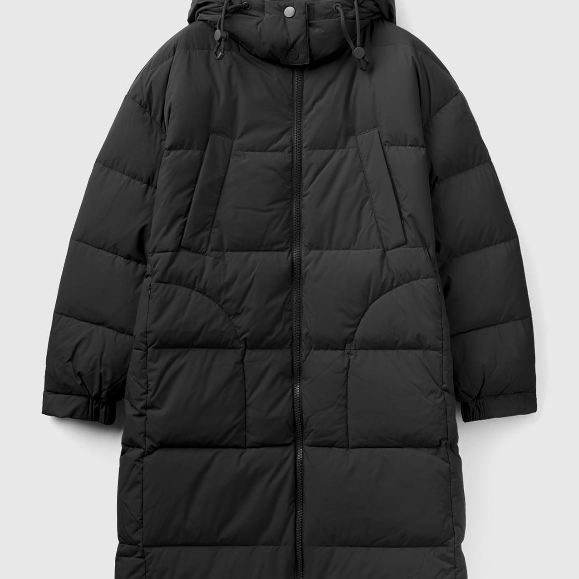 Kadın Siyah Kaz Tüyü Dolgulu Uzun Mont