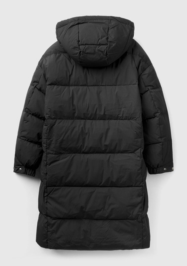  Kadın Siyah Kaz Tüyü Dolgulu Uzun Mont