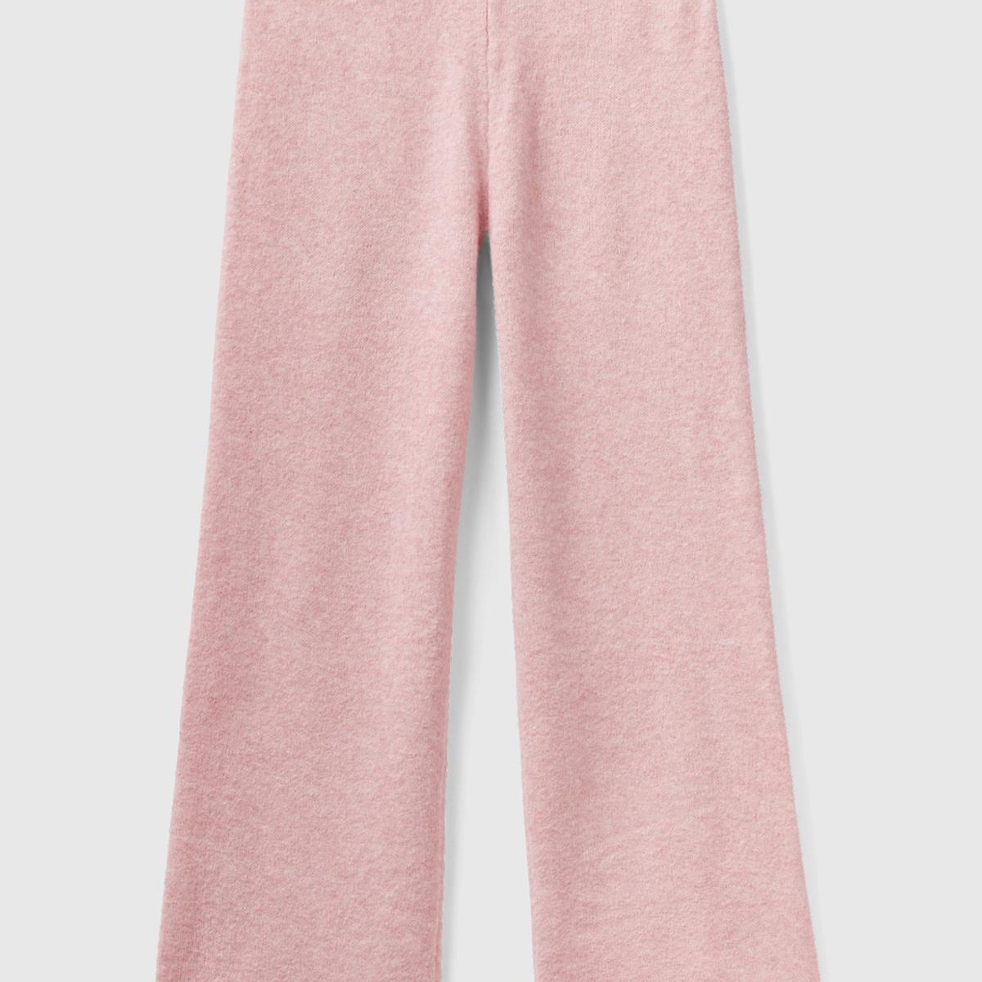 Kadın Gül Kurusu Yün Karışımlı Şardonlu Triko Pantolon