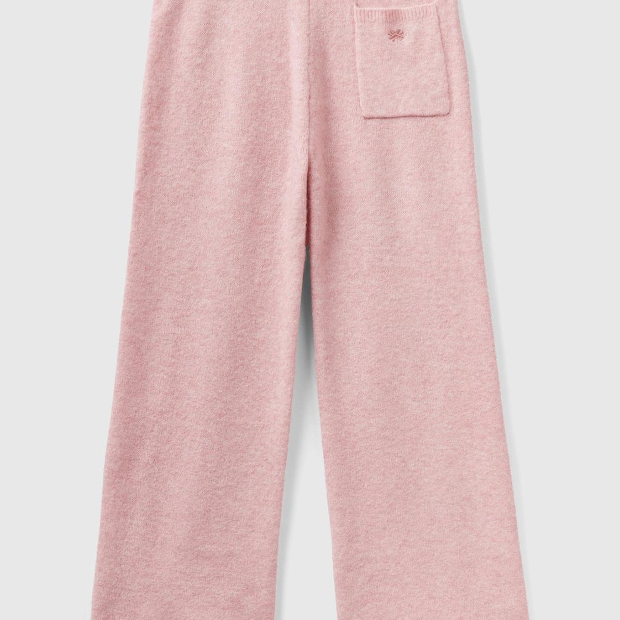 Kadın Gül Kurusu Yün Karışımlı Şardonlu Triko Pantolon