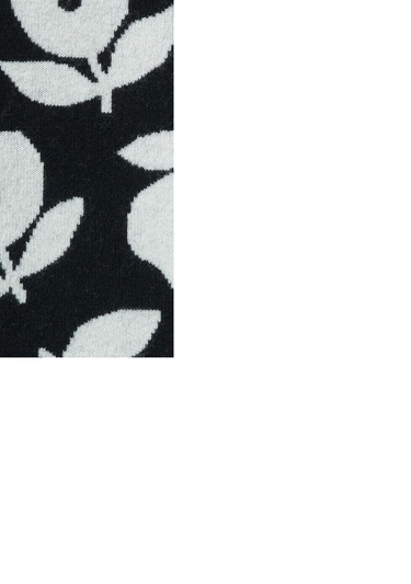  Kadın Siyah Yün Karışımlı Çiçek Desenli Kazak