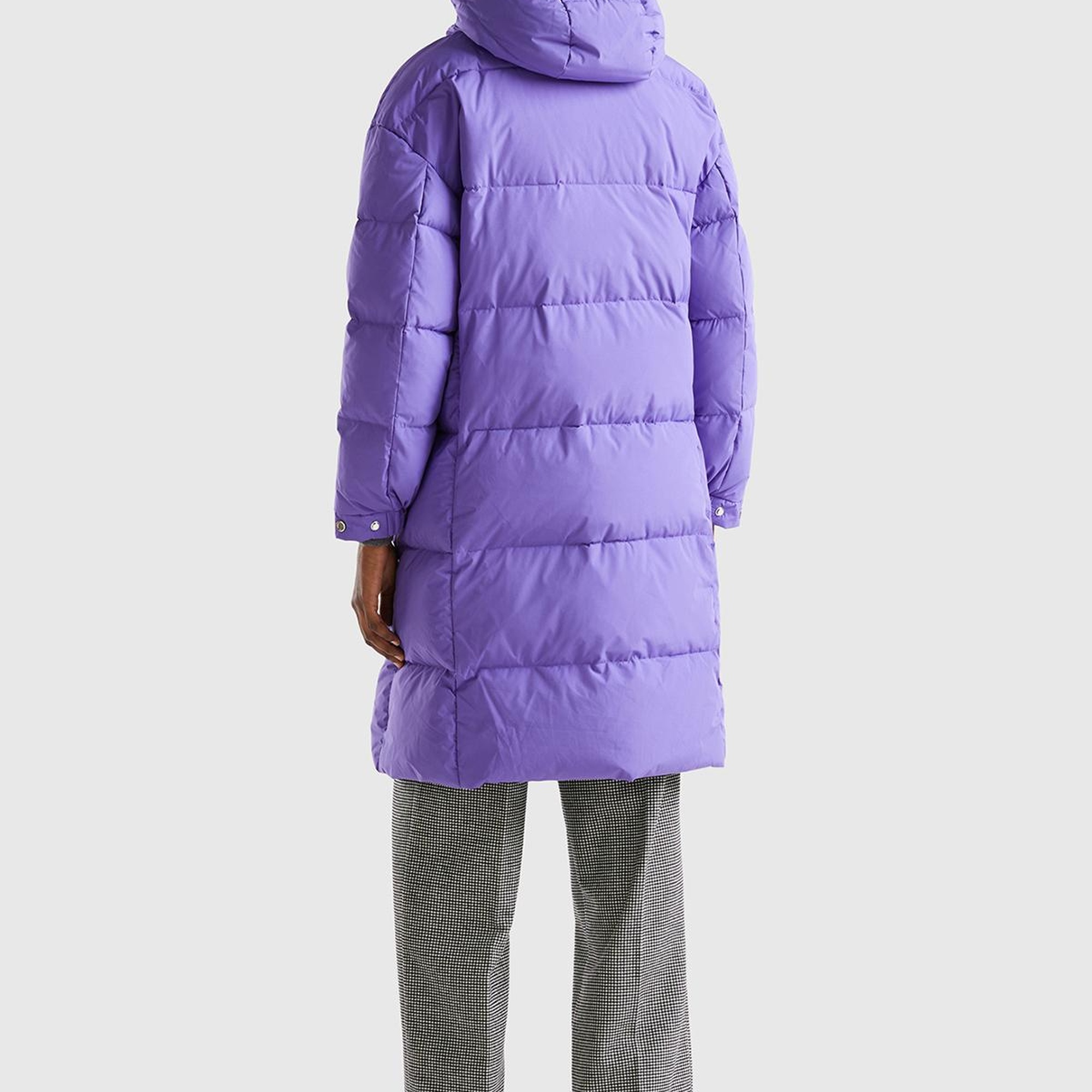 Kadın Mor Kaz Tüyü Dolgulu Uzun Mont