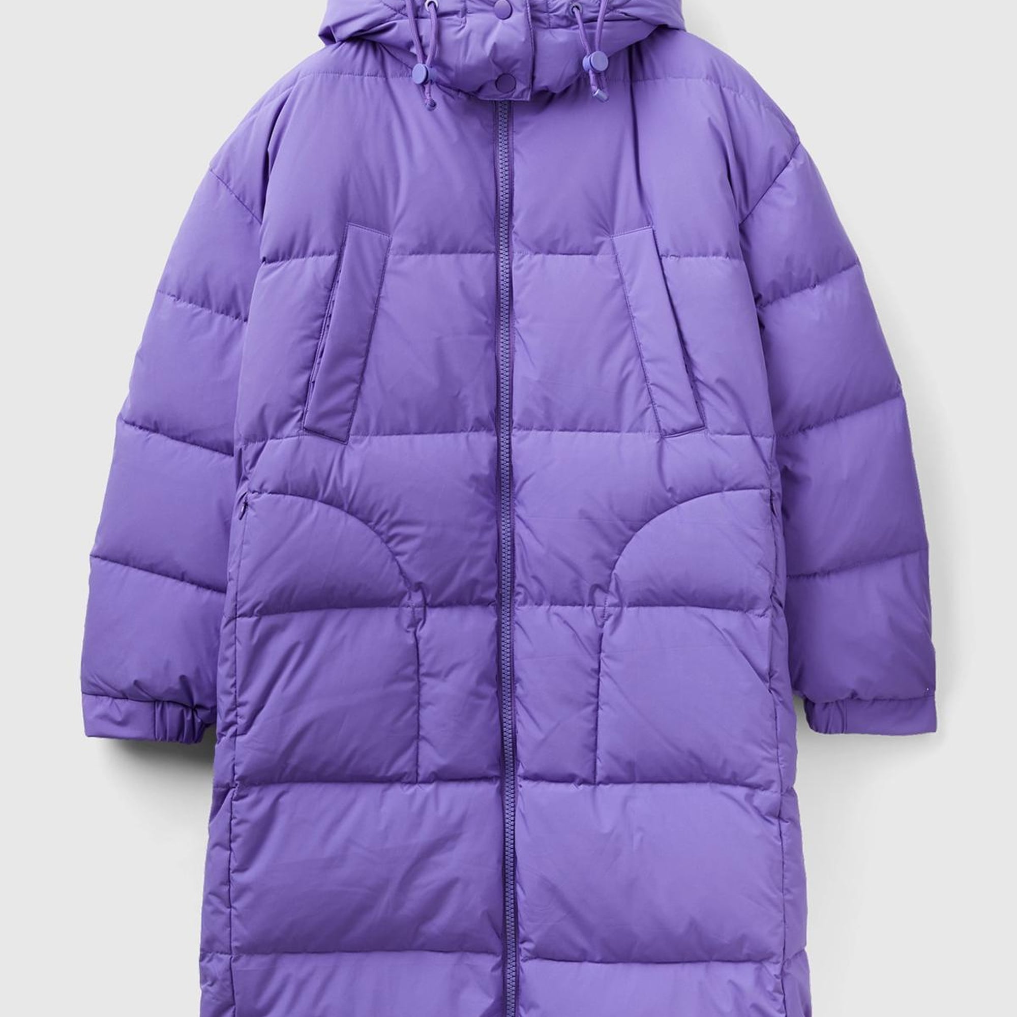 Kadın Mor Kaz Tüyü Dolgulu Uzun Mont