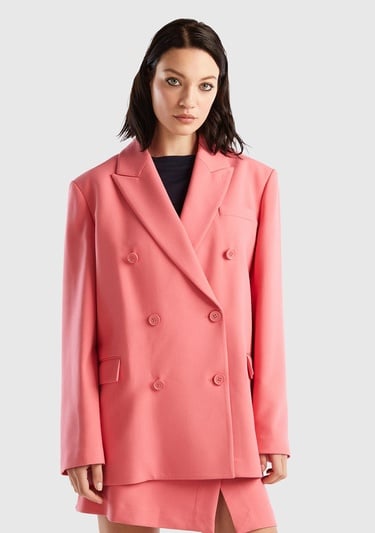  Kadın Gül Kurusu Kruvaze Ceket