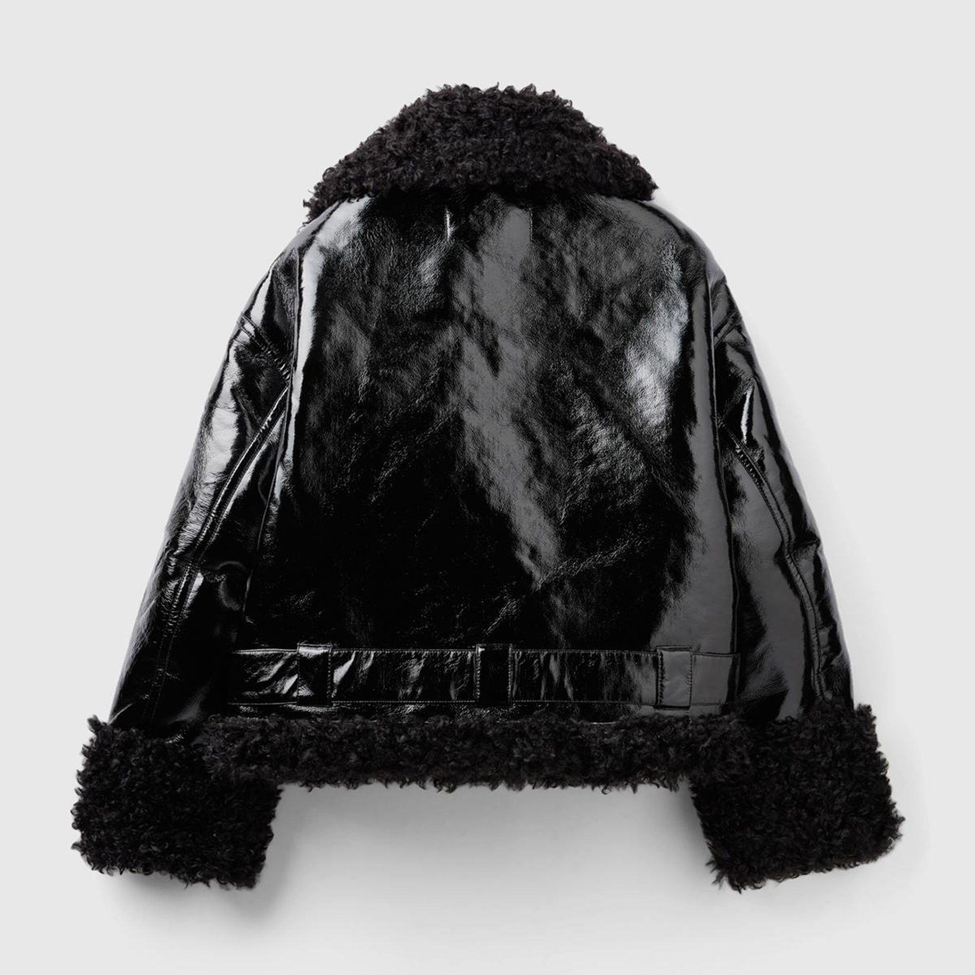 Kadın Siyah Şal Yaka Suni Deri Ceket