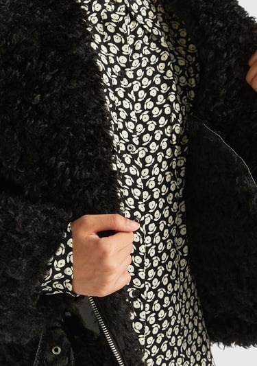  Kadın Siyah Şal Yaka Suni Deri Ceket