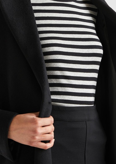  Kadın Siyah 2 Düğmeli Palto