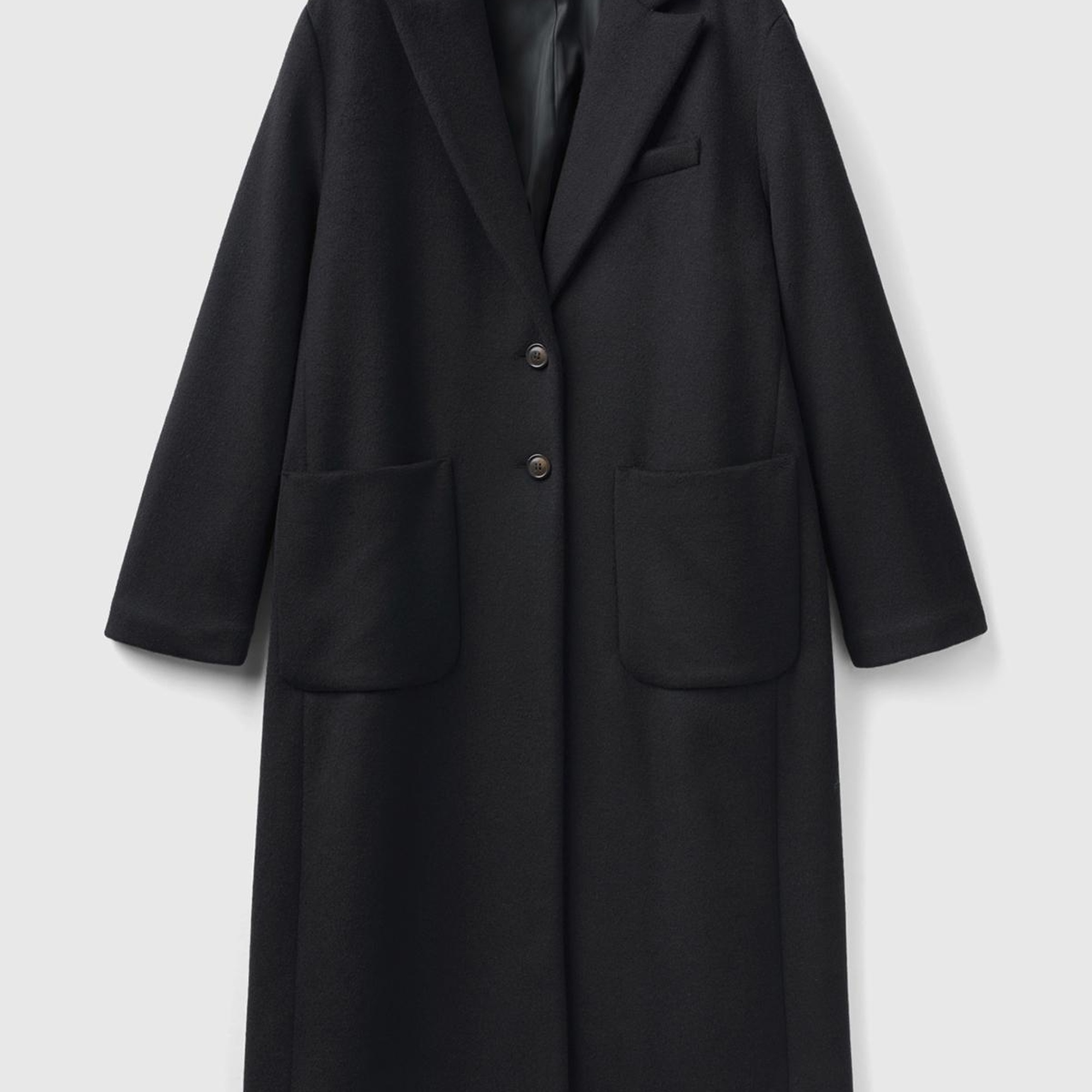 Kadın Siyah 2 Düğmeli Palto