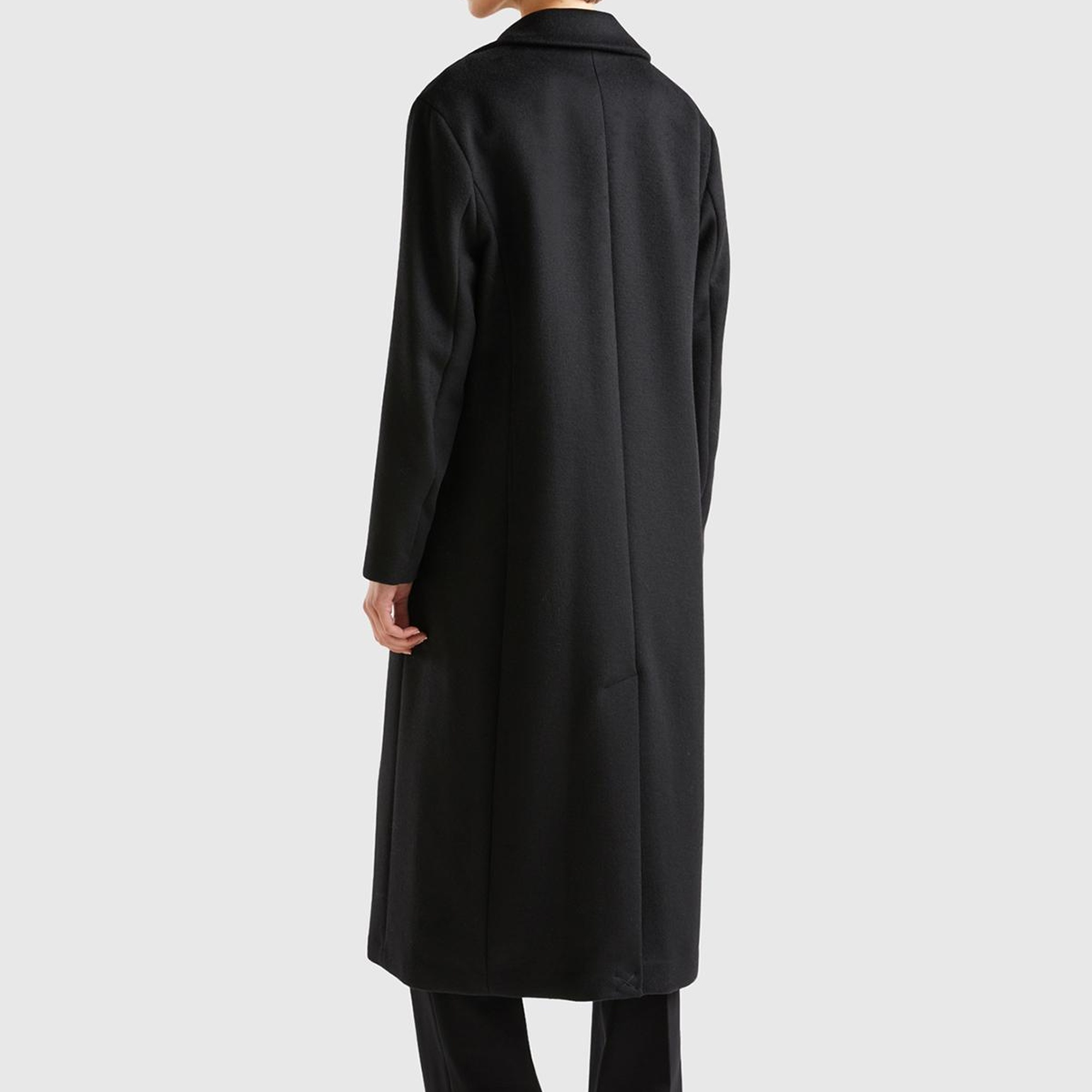 Kadın Siyah 2 Düğmeli Palto