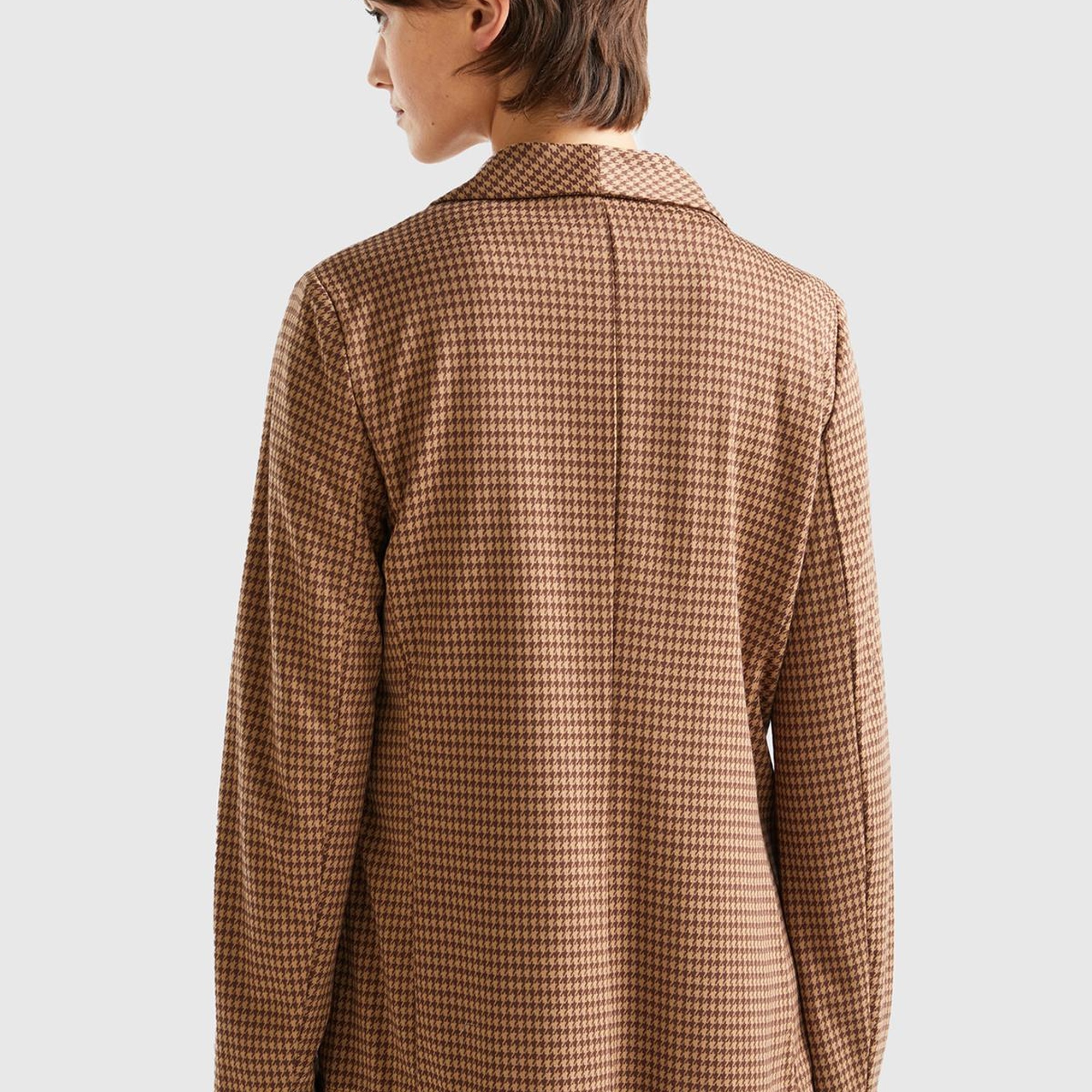 Kadın Taba Kazayağı Desenli Ceket