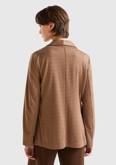  Kadın Taba Kazayağı Desenli Ceket