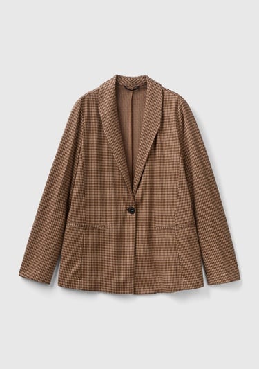  Kadın Taba Kazayağı Desenli Ceket