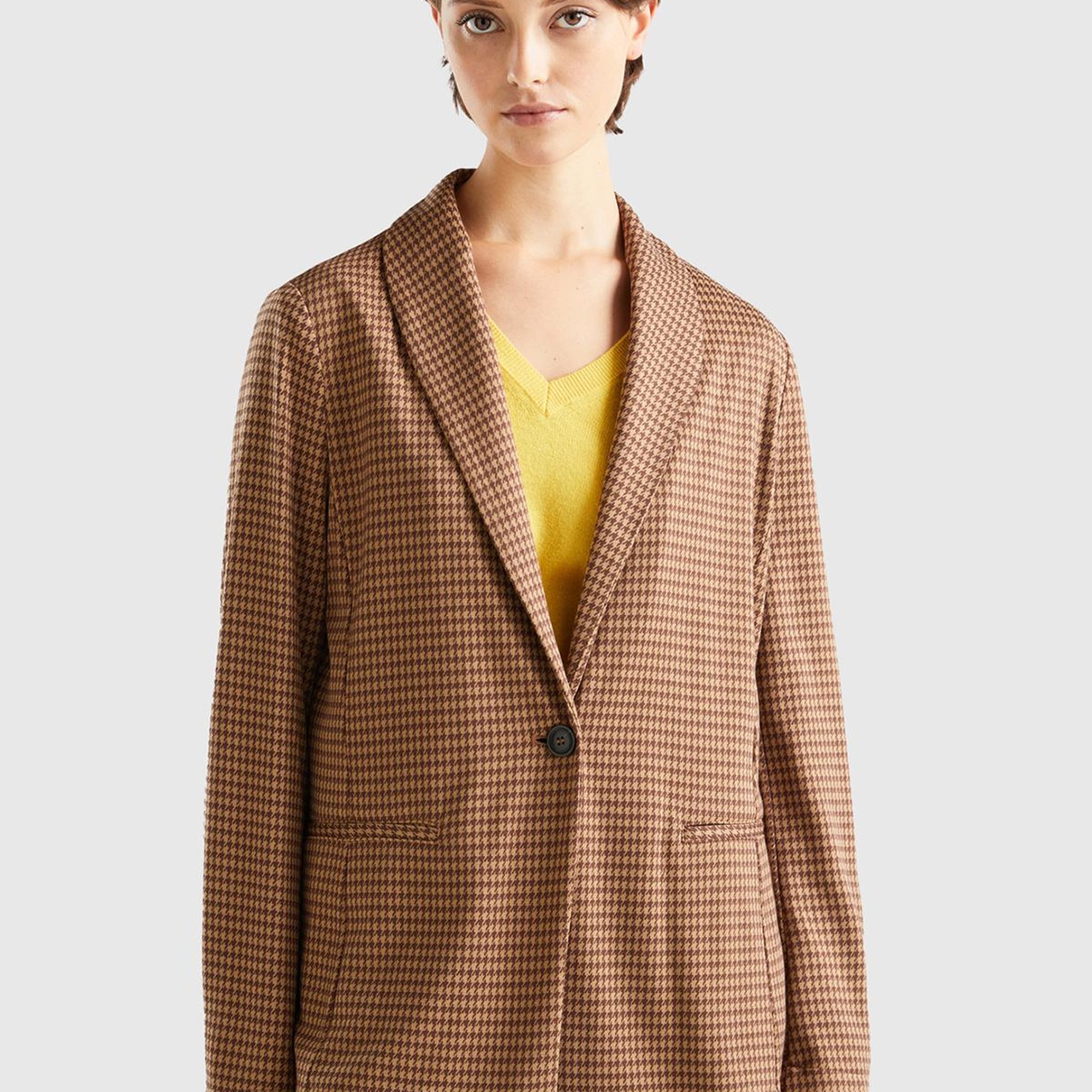 Kadın Taba Kazayağı Desenli Ceket